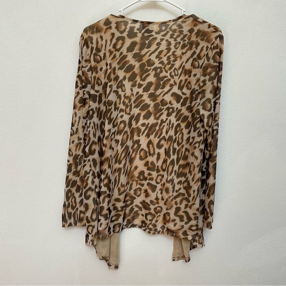 Chico's Lightweight Leopard Print Open Front Longline Cardigan Size 2 US Size L - Picture 3 of 3